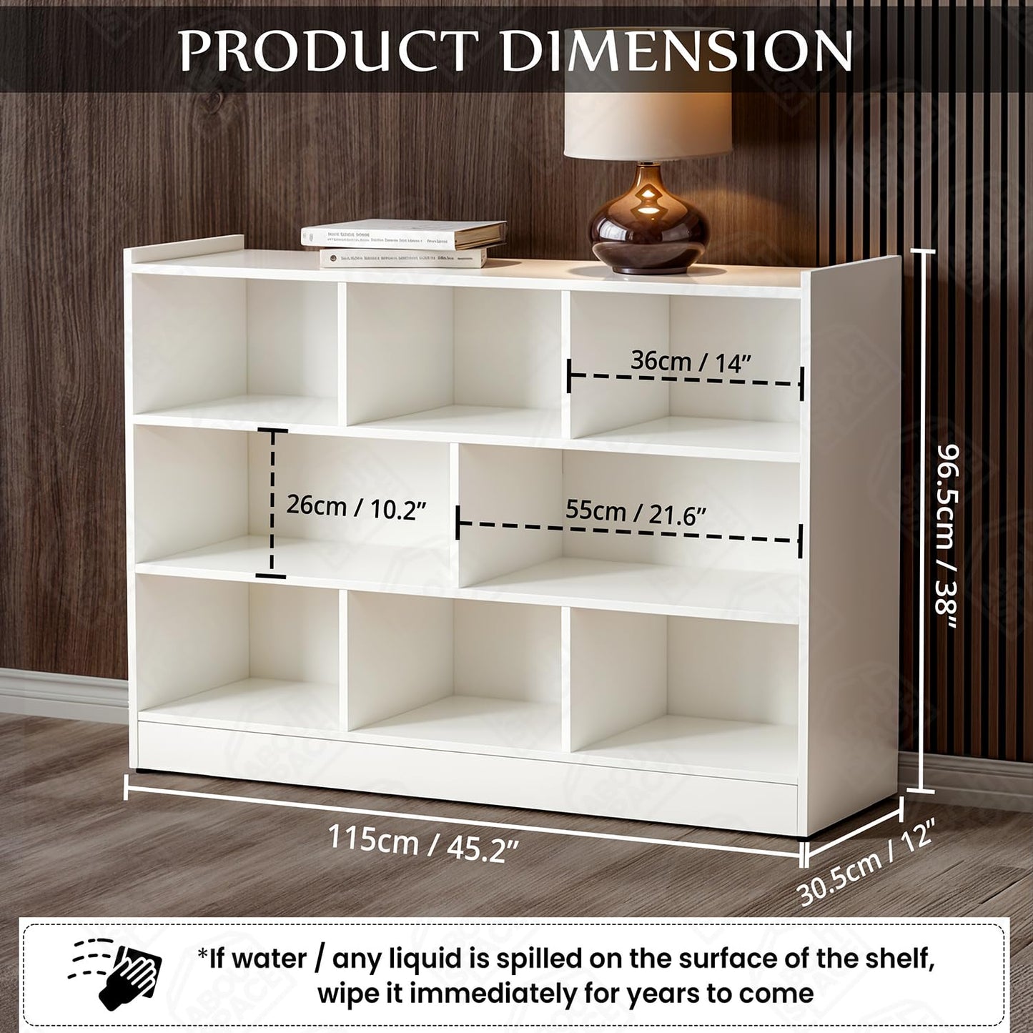 ABOUT SPACE Book Shelf - 8 Cubes Engineered Wood DIY Book Rack with Bushes Multipurpose Book Stand for Home Library Open Storage Organizer for Bedroom, Living Room (White - L 115 x B 31.5 x H 96.5 cm)