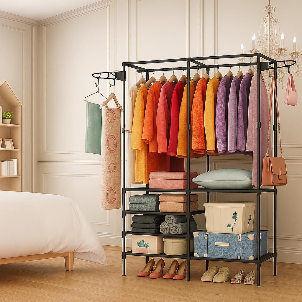 Garment Rack Inside Clothes Hanger ABOUT SPACE Double Column Cloth