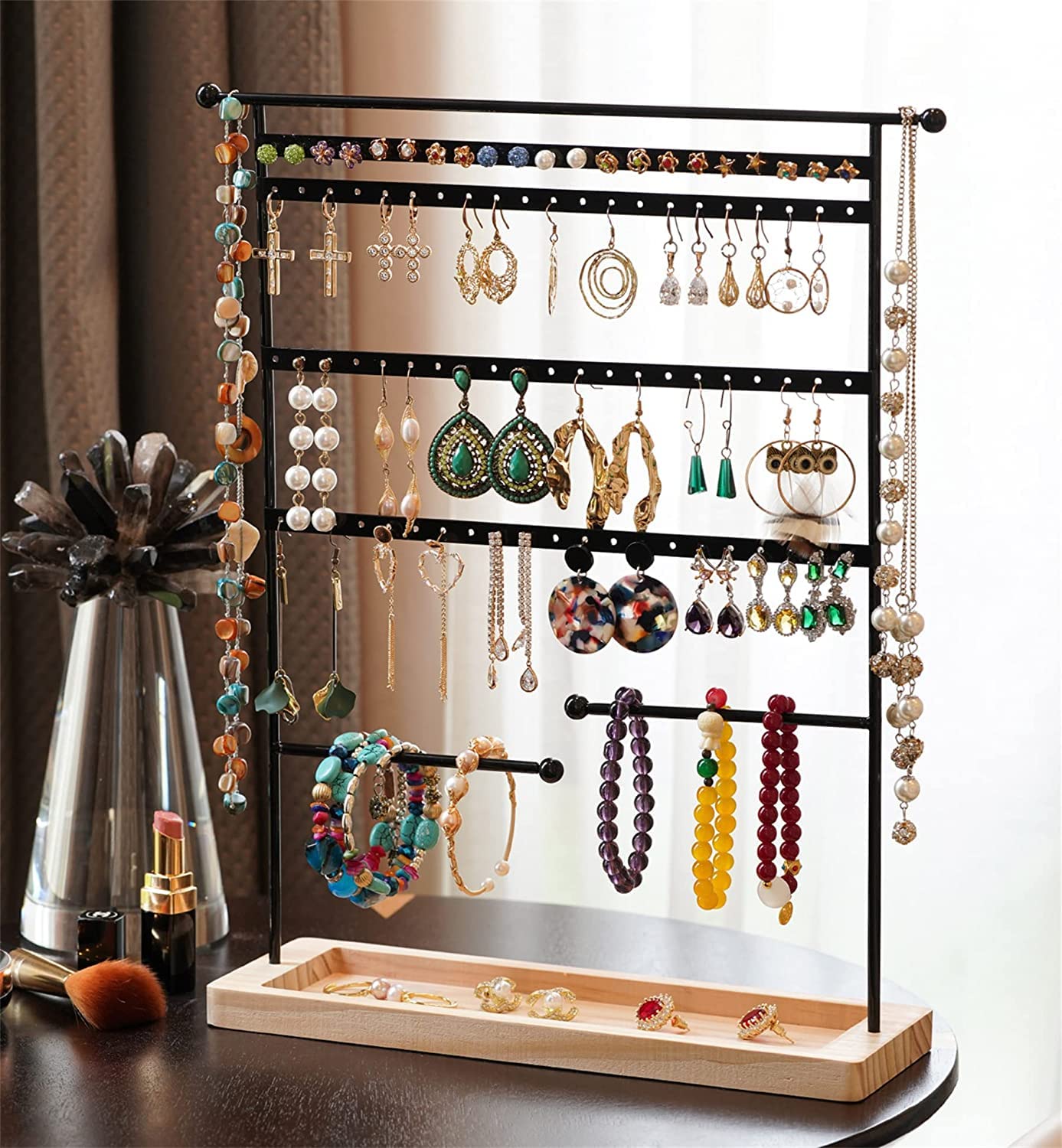 ABOUT SPACE Metal Jewellery Display Stand - 1.2 Feet - Double Sided Necklace/Chain/Bracelets Hanging Organiser - Earring Holder