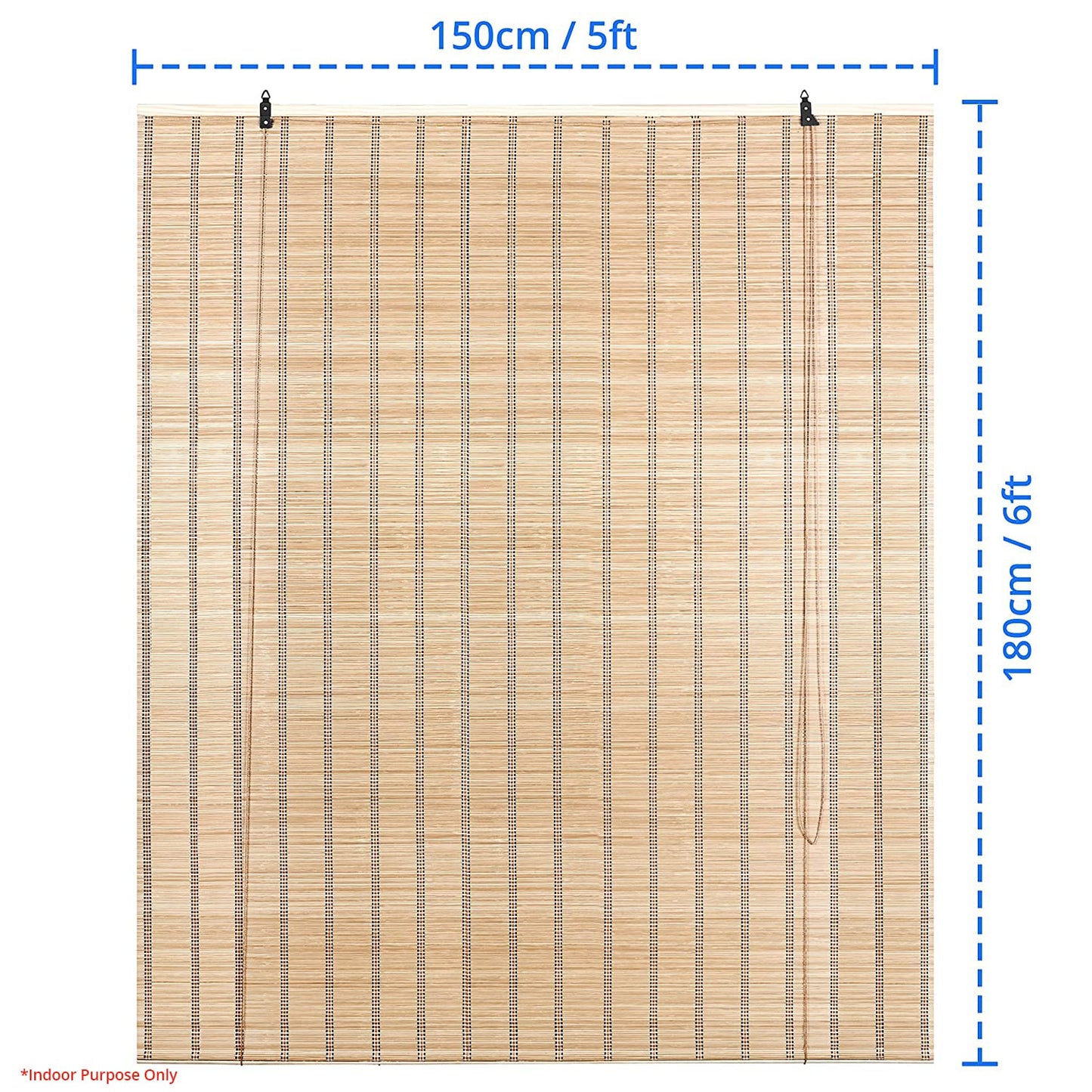 ABOUT SPACE 2 Pcs Bamboo Curtains - (Beige, W 5 ft x H 6 ft)