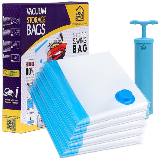 ABOUT SPACE 5 Large Vacuum Bags for Travel with Hand Pump
