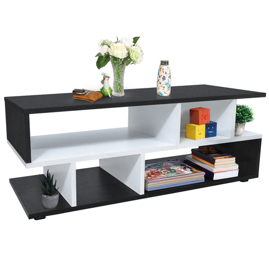 ABOUT SPACE Wooden Coffee Table - Tea Poyee Table with Storage (Black Mahogany - L 100 x B 40 x H 39 cm)