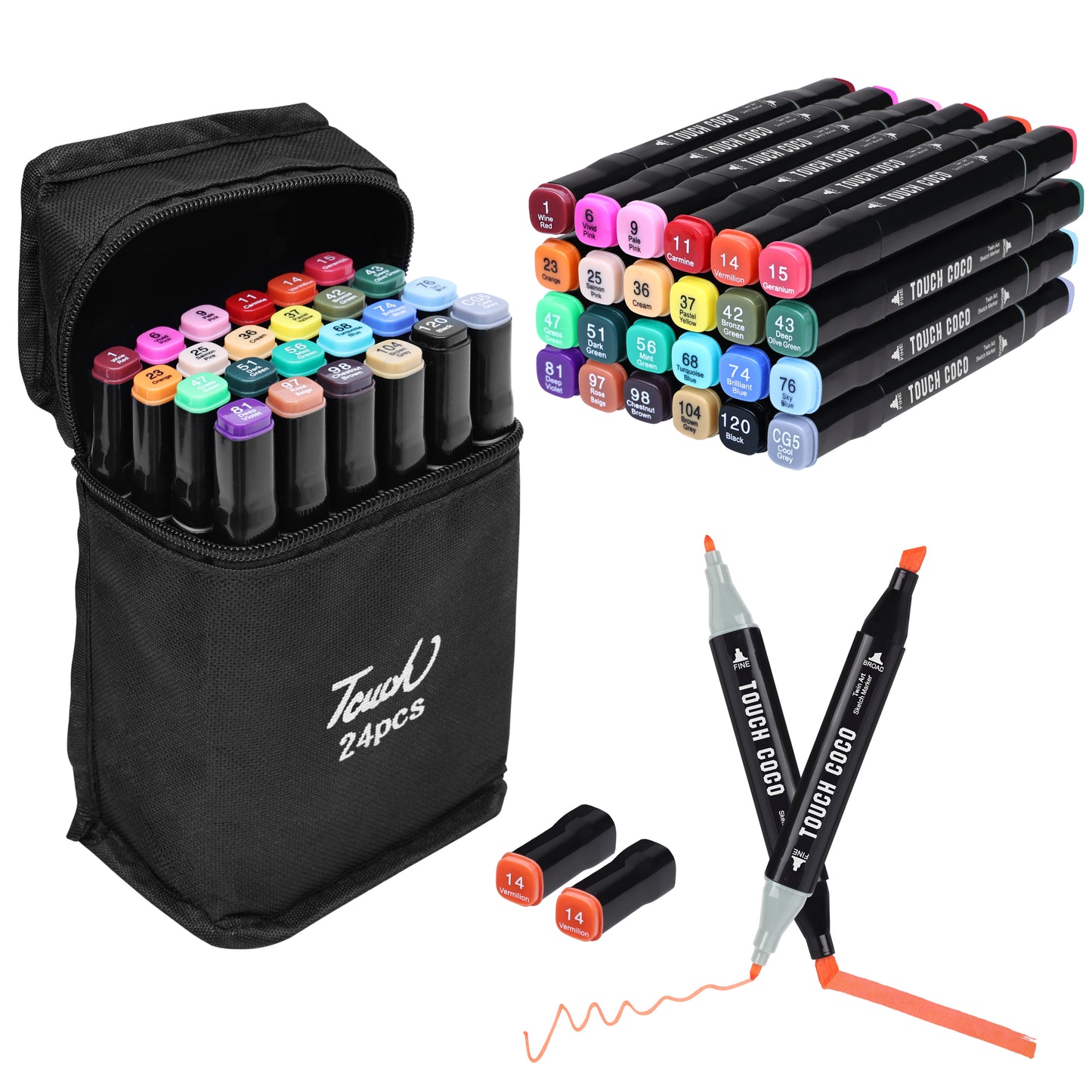 ABOUT SPACE Dual Tip Art Markers - 24 Colours With Carrying Case