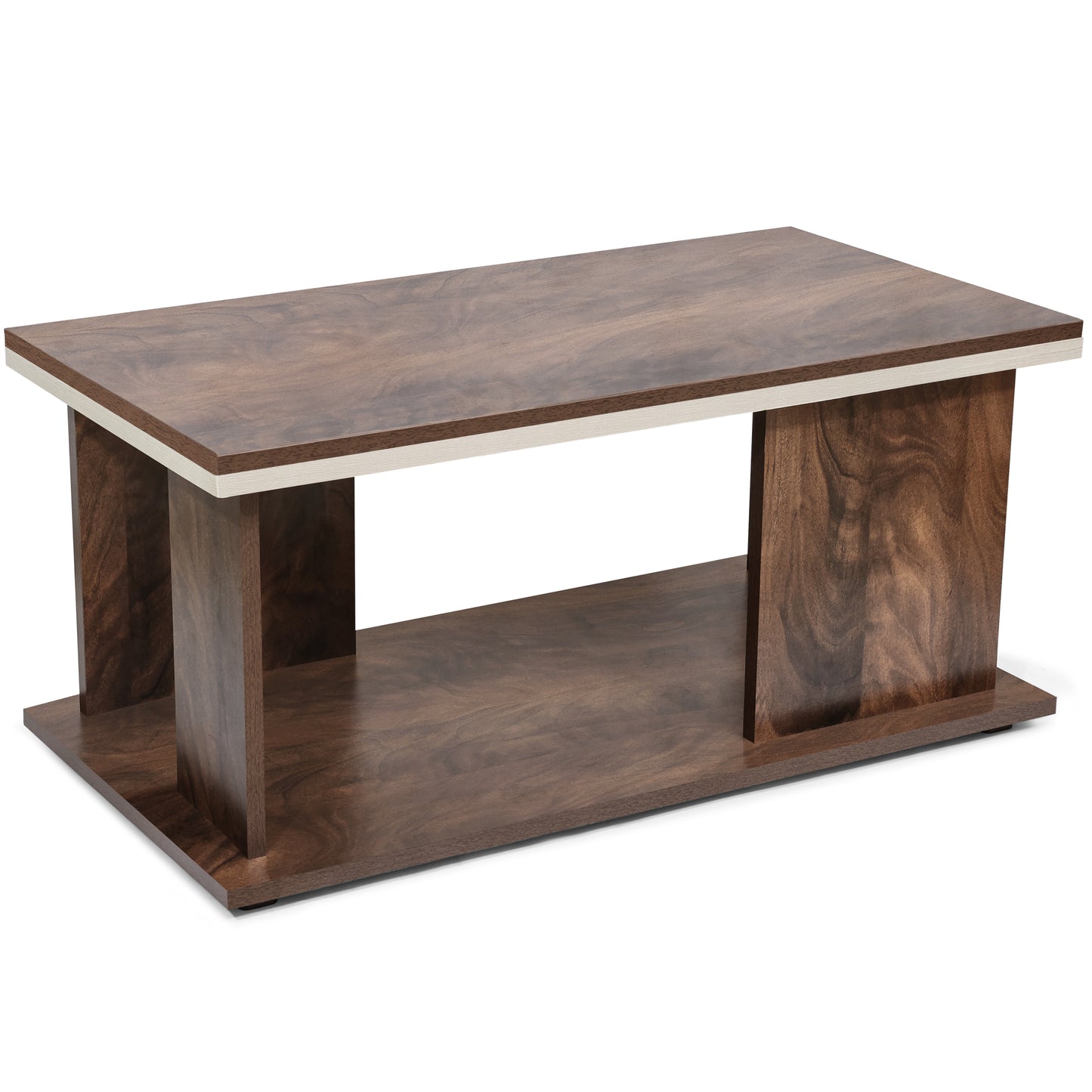 ABOUT SPACE Wooden Coffee Tablewith Storage for Living Room(L 93 x B 45 x H 39 Cm, Walnut)