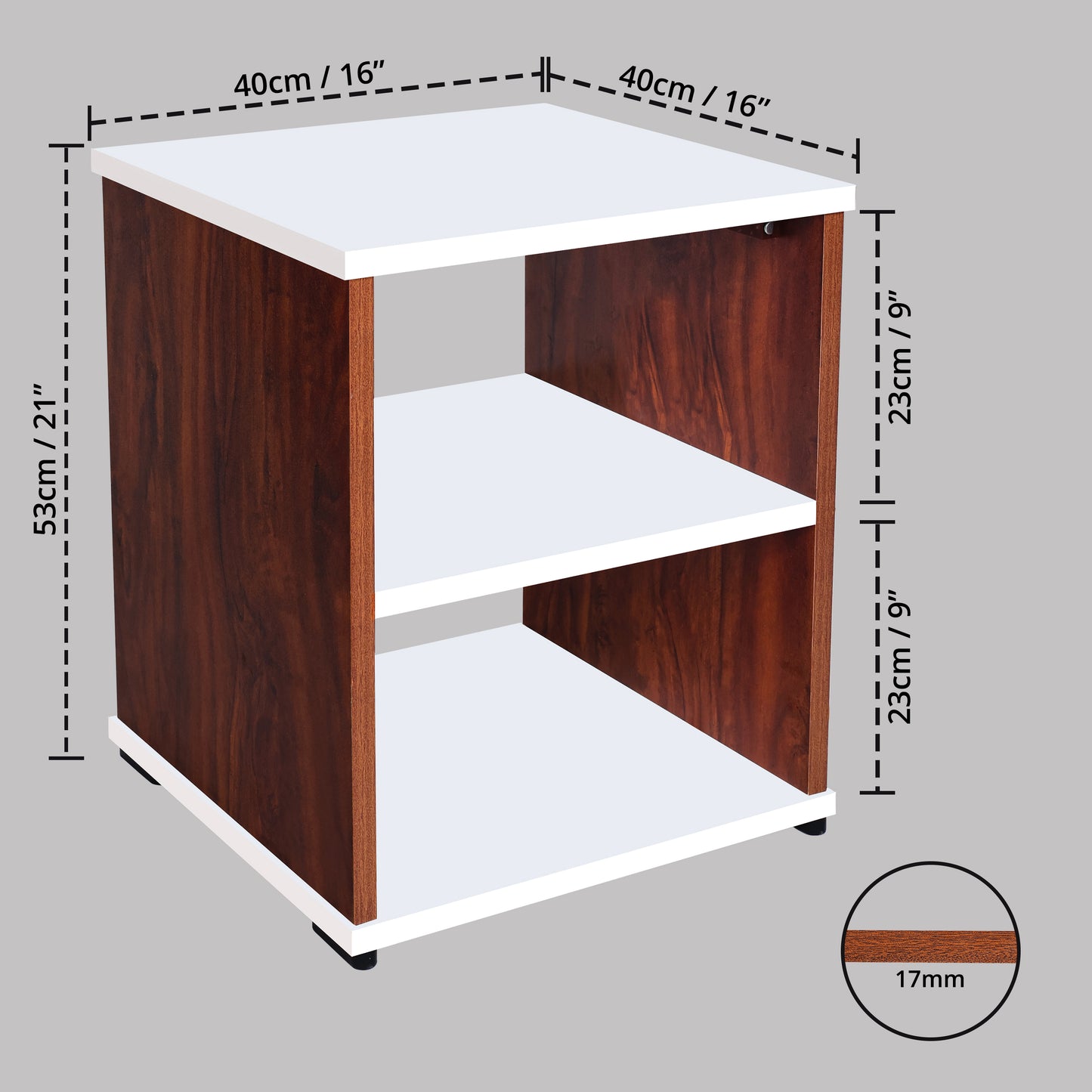 ABOUT SPACE Bed Side Table with Storage (L 40 x B 40 x H 53 Cm)(Oak red)