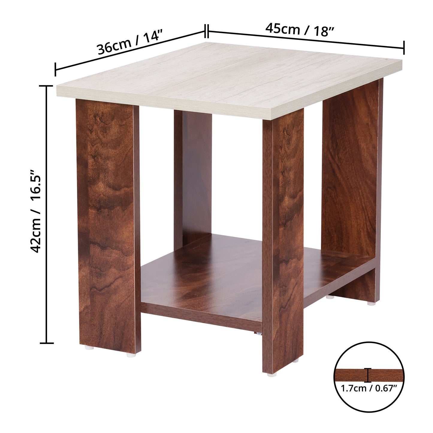 ABOUT SPACE Wooden Side Table (L 47 x B 40 x H 42 cm)