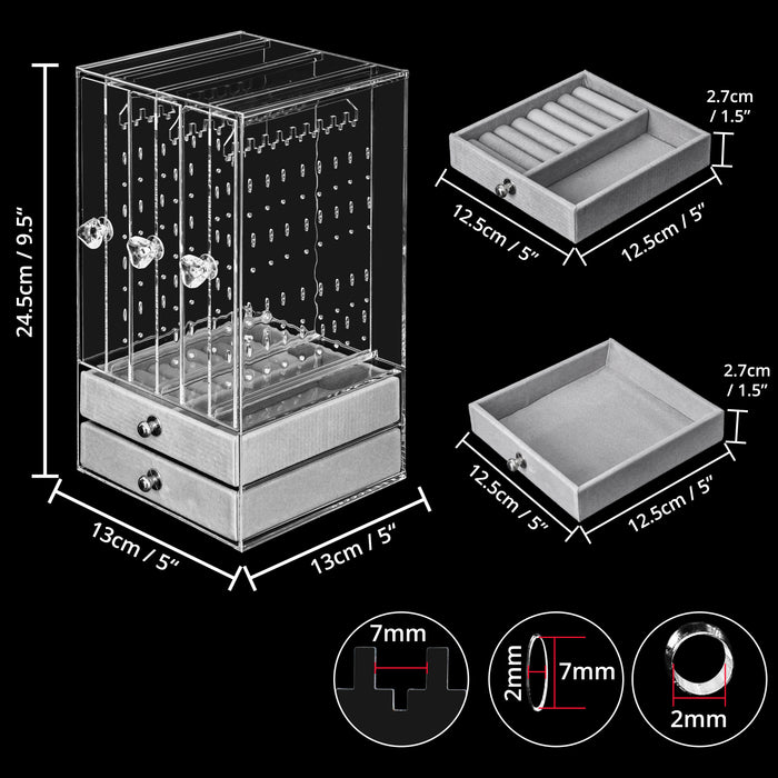 Vertical Acrylic Jewelry Box with Drawer
