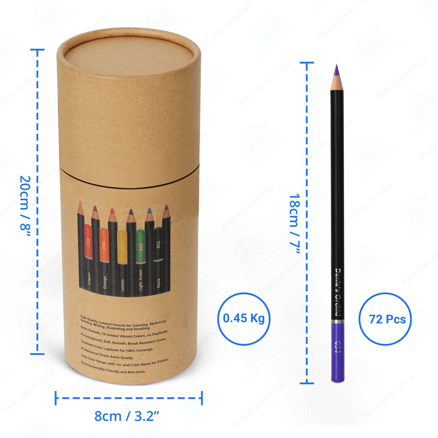 ABOUT SPACE Colour Pencils Kit (75 Pcs) - Drawing Color Pencils with Shading HB Pencil, Vinyl Eraser, Sharpener & Storage Box for Book Colouring,Blending,Sketching