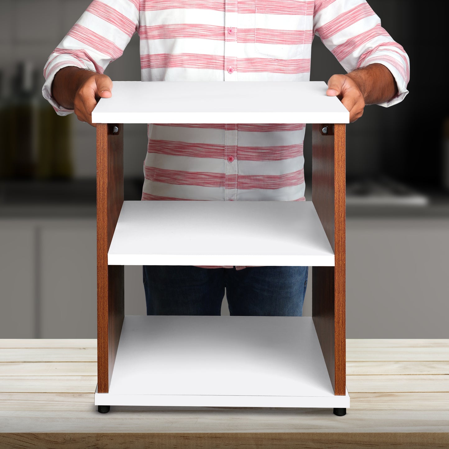 ABOUT SPACE Bed Side Table with Storage (L 40 x B 40 x H 53 Cm)(Oak red)