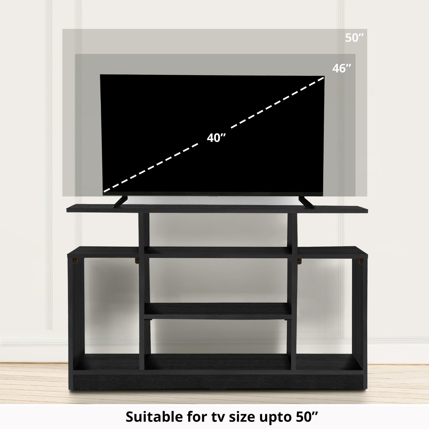 ABOUT SPACE Wooden TV Stand - TV Entertainment Unit and Multipurpose Shelf Storage - DIY Unit for 32-50 Inch TV,Book Storage Rack - Walnut Brown