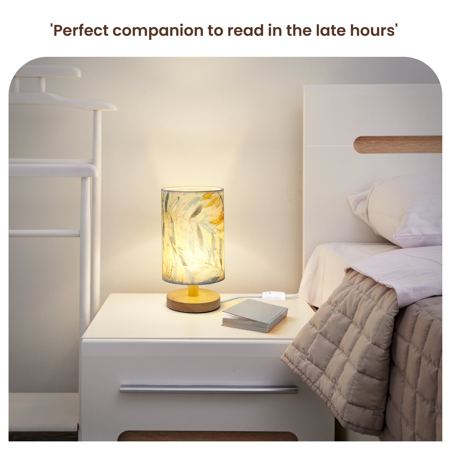 About Space Table Lamp - Bedside Side Table Lamp With Wooden Base For Night Reading,Bed Room,Living Room,Home & Decor - Cylindrical Night lamp With Dim Light (11 Inch Height, Bulb Included) (1 pack)