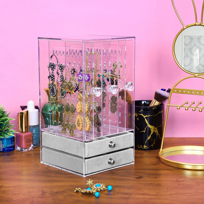 Vertical Acrylic Jewelry Box with Drawer