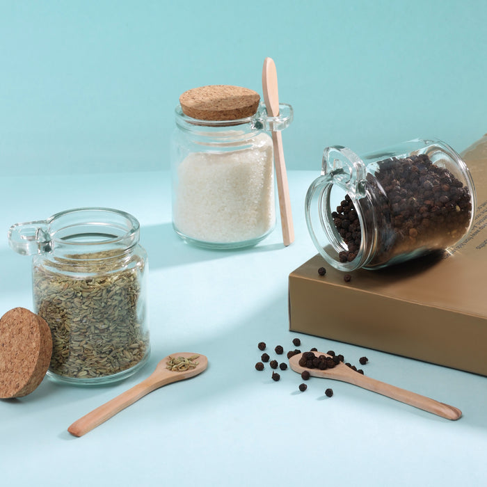 Airtight Cork Glass Jars Set of 3