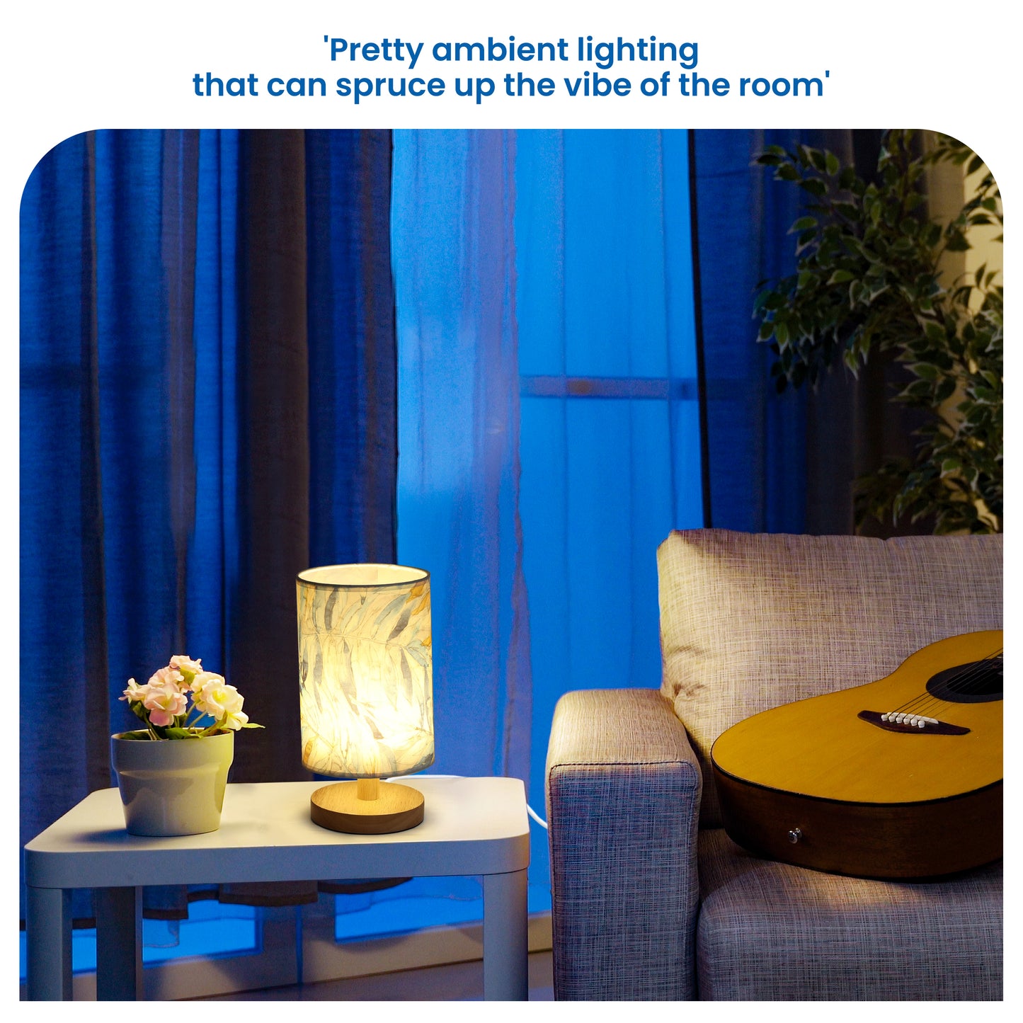 About Space Table Lamp - Bedside Side Table Lamp With Wooden Base For Night Reading,Bed Room,Living Room,Home & Decor - Cylindrical Night lamp With Dim Light (11 Inch Height, Bulb Included) (1 pack)