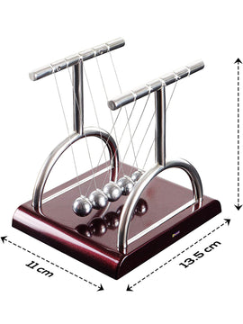 ABOUT SPACE Newton Cradle Pendulum - Metal Perpetual Motion Toy & Swing Balance Collision Ball Decoration Figurine with Polished Plastic Base & Nylon Strings for Office Desk (L13.5 x B11 x H13.5 cm)