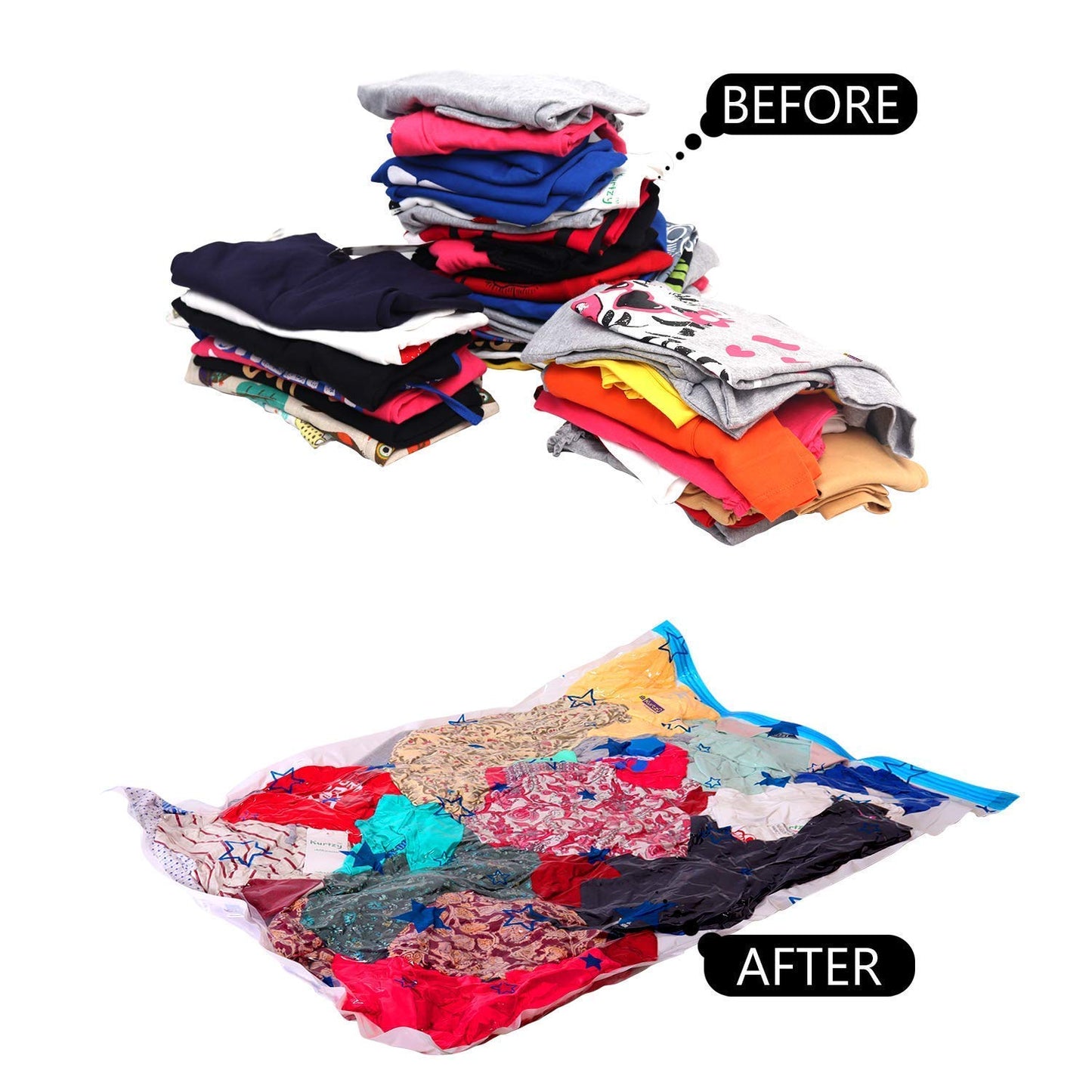 ABOUT SPACE 4 Pack Vacuum Bags for Travel with Hand Pump (2X Jumbo/ X Jumbo/ 2 Jumbo)