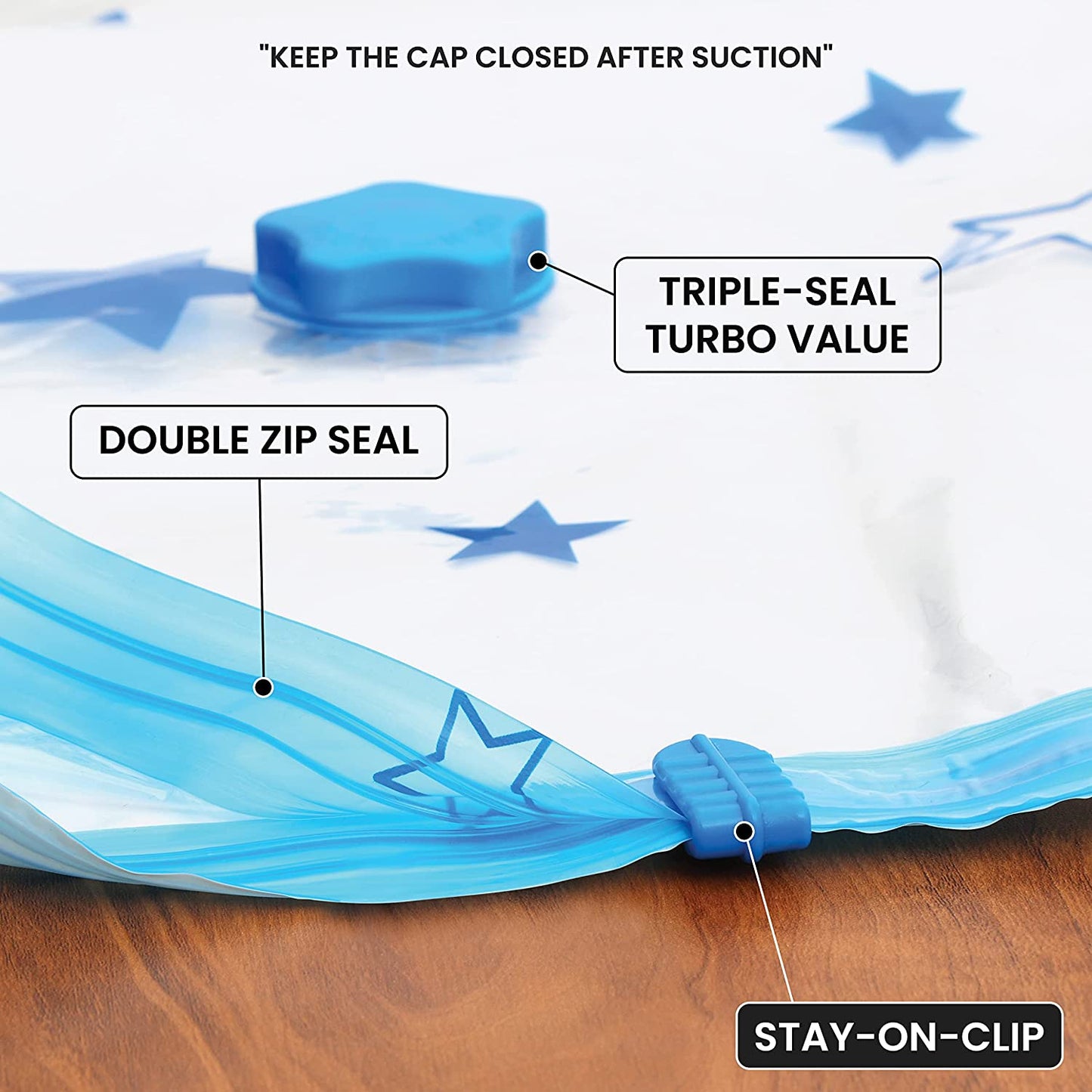 ABOUT SPACE 4 Pack Vacuum Bags for Travel with Hand Pump (2X Jumbo/ X Jumbo/ 2 Jumbo)