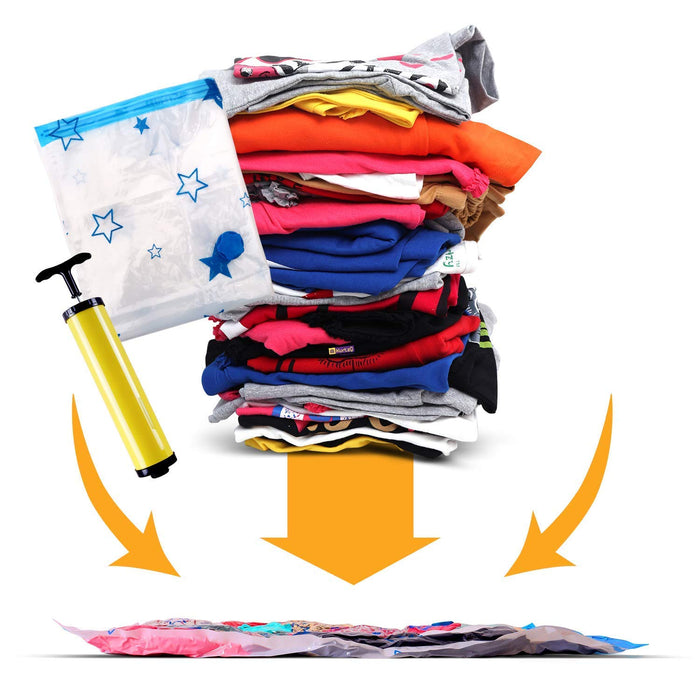 ABOUT SPACE Vacuum Bags for Clothes with Pump - (5 Pcs) Reusable Vacuum Storage Bags with Ziplock