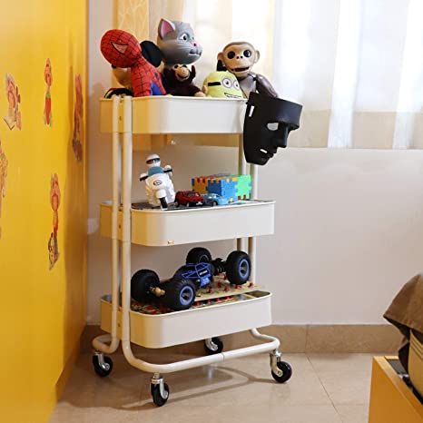 3-tier Movable Rectangular Mesh Rack