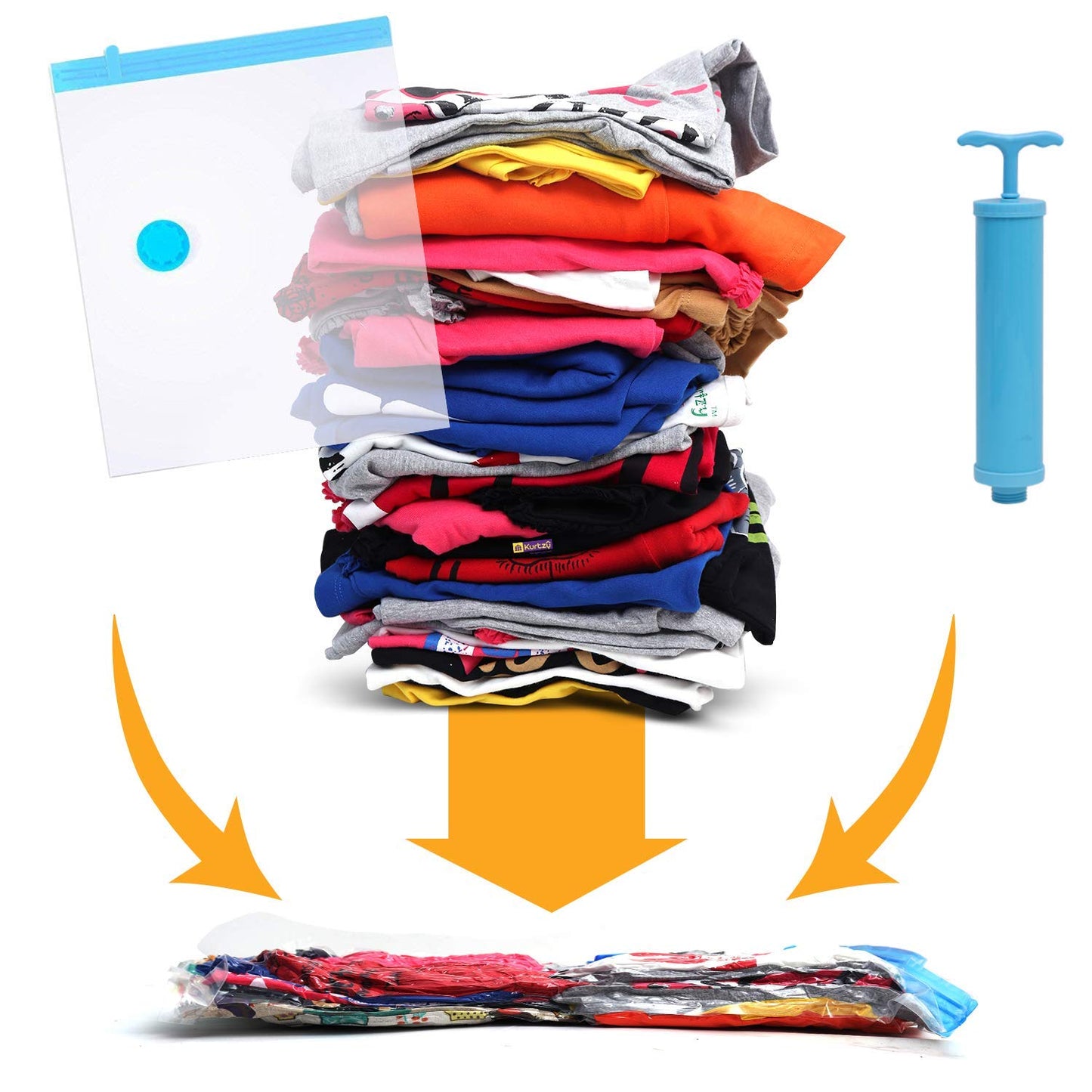 ABOUT SPACE 5 Pack Vacuum Bags for Travel with Hand Pump (1 Large/2 Medium/2 Small)