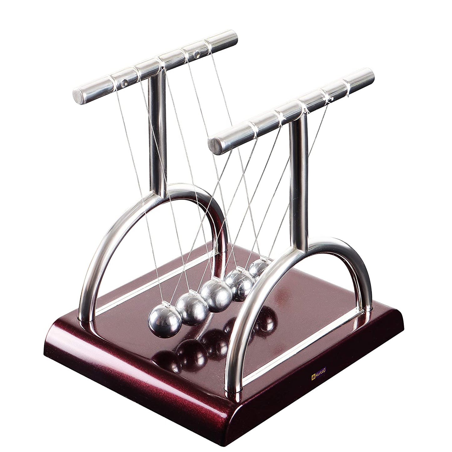 ABOUT SPACE Newton Cradle Pendulum - Metal Perpetual Motion Toy & Swing Balance Collision Ball Decoration Figurine with Polished Plastic Base & Nylon Strings for Office Desk (L13.5 x B11 x H13.5 cm)