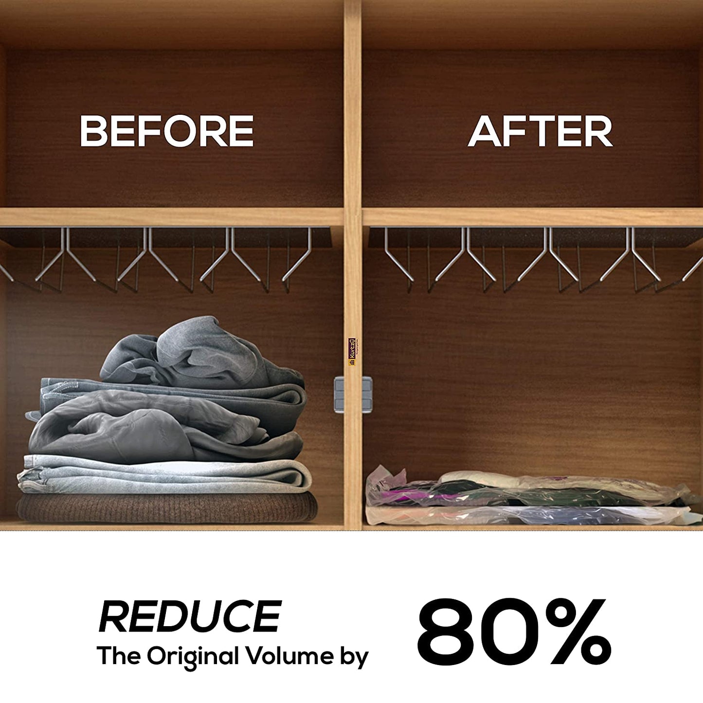 ABOUT SPACE  Vacuum Bags for Clothes with Pump - (3 Pcs) Reusable Vacuum Storage Bags with Ziplock