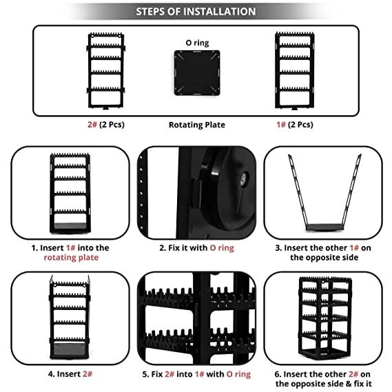 ABOUT SPACE Rotating Earrings Stand Jewelry Display Organiser With 212 Holes 232 Grooves For Hanging Studs Necklaces Bracelets Chains - Black, Acrylic
