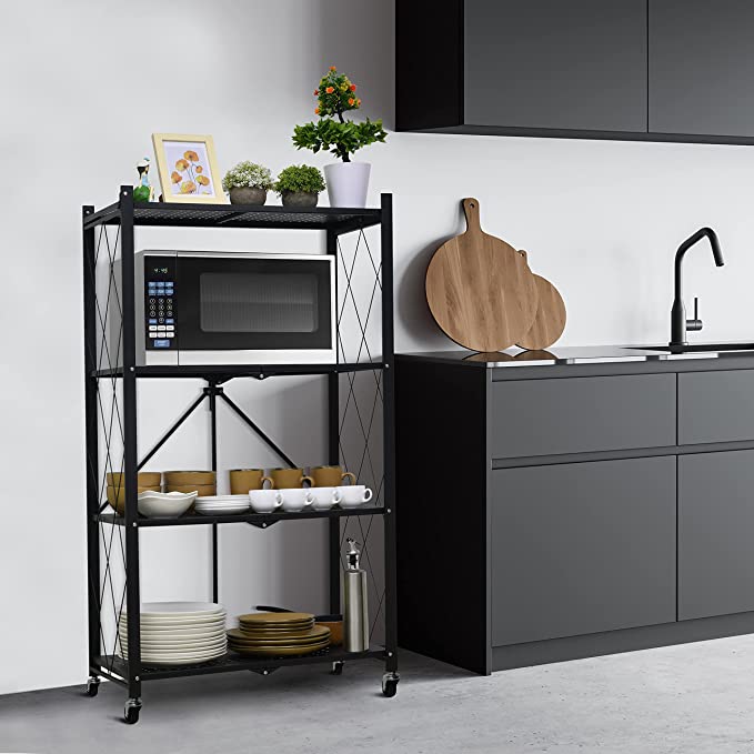 4-Tier Large Foldable Metal Kitchen Rack