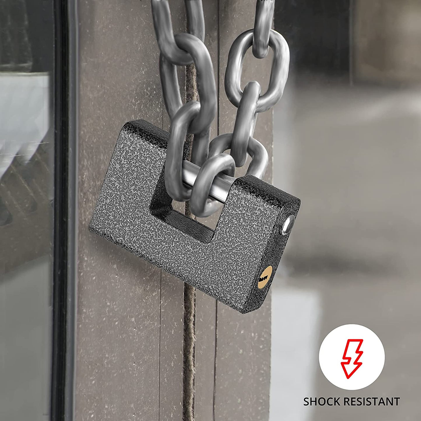 ABOUT SPACE Heavy Duty Padlock with 4 Keys - 814g Hardened Steel Security Padlock with Anti Drill & Pick Cylinder Security Shackle Chain Lock for Garage,Door,Containers,Shutter,Locker,Warehouse,Gates