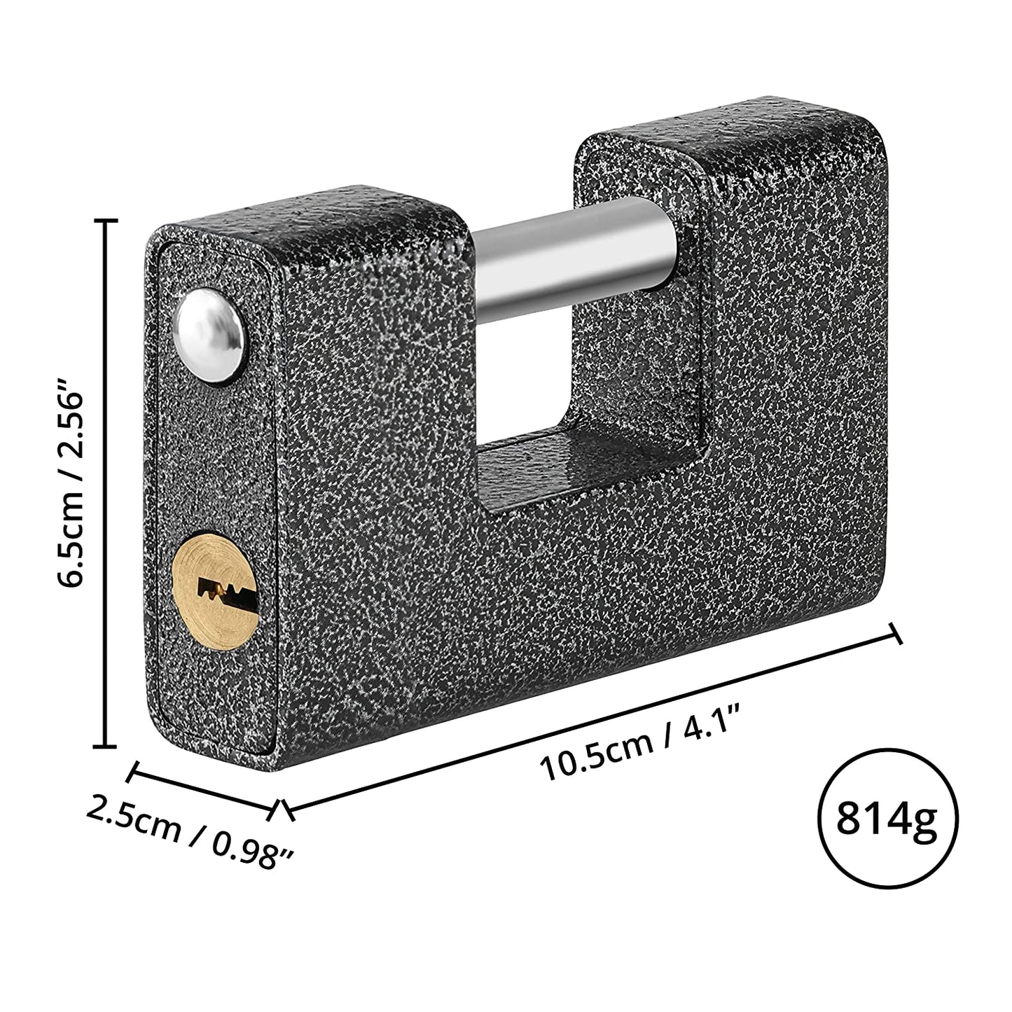 ABOUT SPACE Heavy Duty Padlock with 4 Keys - 814g Hardened Steel Security Padlock with Anti Drill & Pick Cylinder Security Shackle Chain Lock for Garage,Door,Containers,Shutter,Locker,Warehouse,Gates