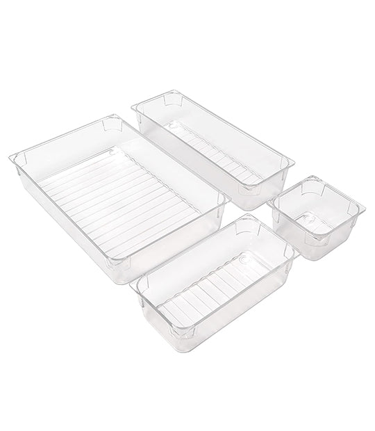 Transparent Acrylic Pantry Trays (Pack of Multi-size 4)