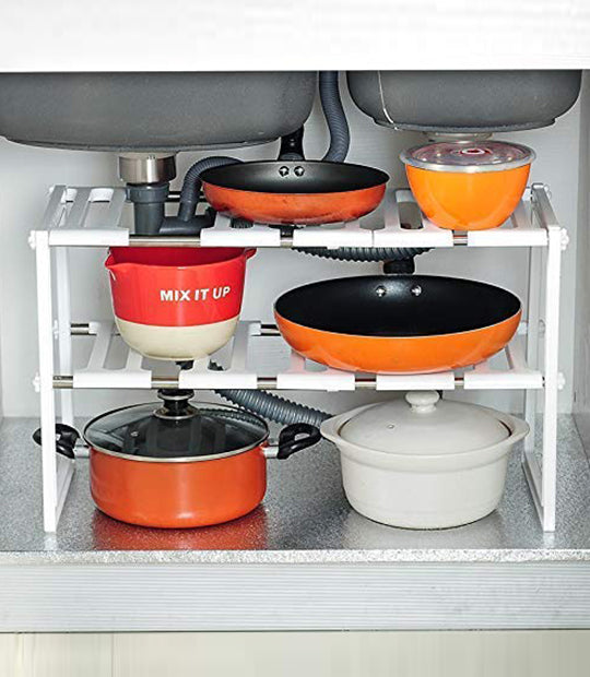 Under Sink Adjustable Rack (50 cm to 70 cm, White)