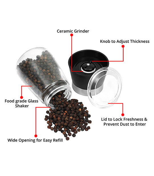 ABOUT SPACE Salt and Pepper Grinder - (2 Pcs) 170 ml Transparent