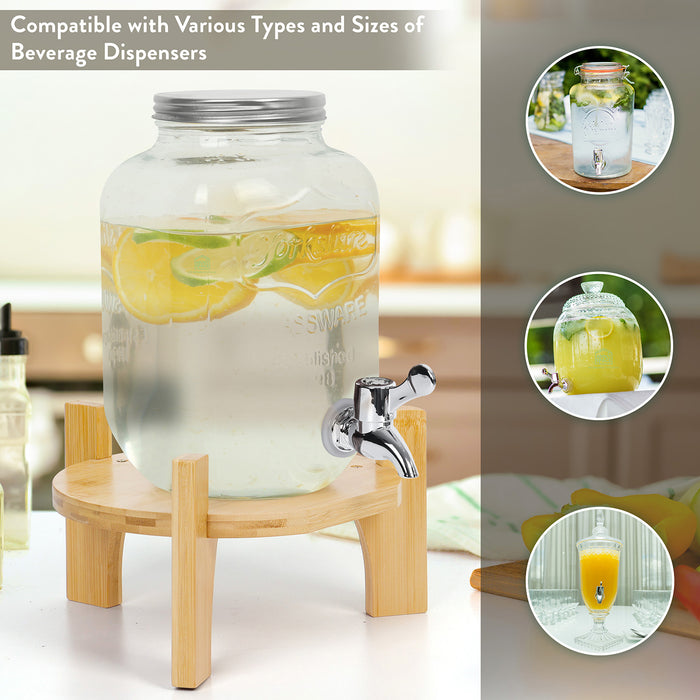 ABOUT SPACE Bamboo Stand - Juice Dispenser Stand with Sturdy Legs, Non-Slip Bushes & Flat Base Detachable Water Dispenser, , Mason Jar, Glass Pitcher Detox Water Jar Stand Upto 8 L (23 Cm L x 22 Cm B x 14 Cm H)