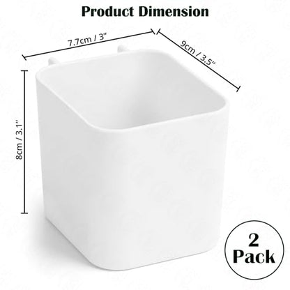ABOUT SPACE Peg Board Container 2 Pcs (White - L 7.7 x B 9 x H 8 cm)