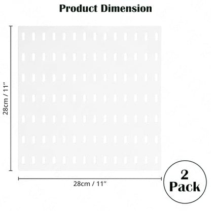 ABOUT SPACE Peg Board-2 Pcs Home Pegboard Wall Organizer with Self-Adhesive Stickers for Home Office, Bathroom, Kitchen, Entrance, Living Room Wall Peg Board (White - L 28 x H 28 cm)