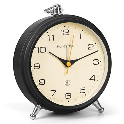 About Space Metal Alarm Clock-Analog Silent Vintage Clock(Battery Not Included)-13 Cm Black