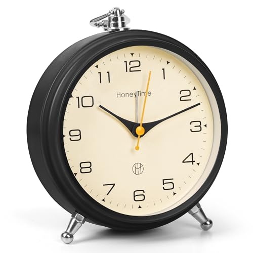 About Space Metal Alarm Clock-Analog Silent Vintage Clock(Battery Not Included)-13 Cm Black