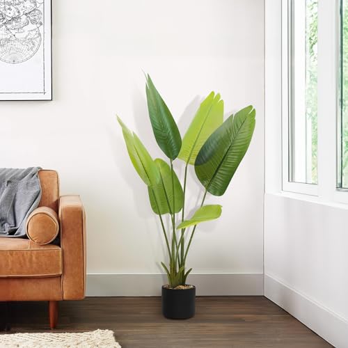 ABOUT SPACE 4 ft Artificial  Birds Of Paradise  Banana Plants with Pot & 6 Leaves