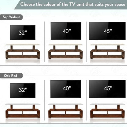 ABOUT SPACE TV Stand - Engineered Wood TV Showcase with Foot Pad - Walnut (L 101 x B 40.5 x H 41 cm)