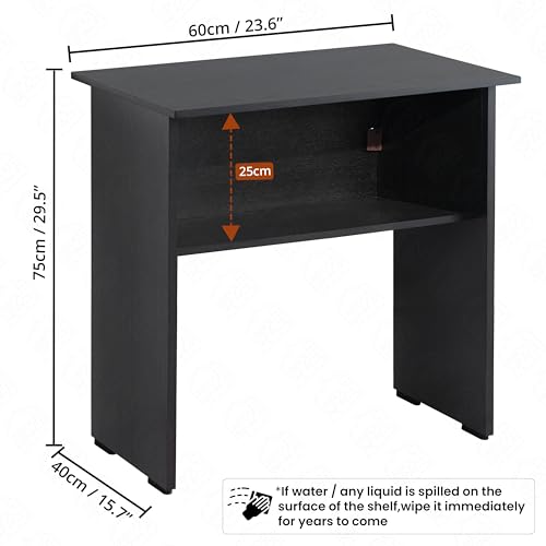 ABOUT SPACE Study Table for Students with UnderDesk Storage Shelf [Black Mahogany-L60 x B40 x H75cm]