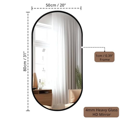 ABOUT SPACE 4mm Heavy Glass HD Mirror 20inch Shatter Proof & Explosion Film Proof Capsule Mirror