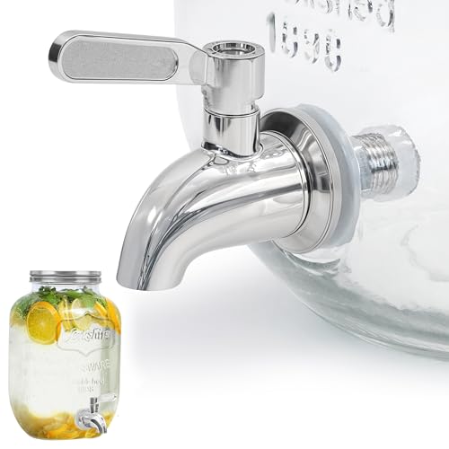 ABOUT SPACE Water Dispenser Tap - 304 Stainless Steel Food Grade Replacement Tap - Leak Proof Faucet Tap for Beverage Dispenser - Steel Tap for Glass Pitcher