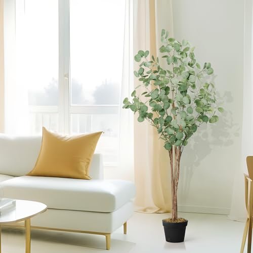 ABOUT SPACE 5 ft Artificial  Eucalyptus Tree Plant Decor  with Pot & 360 Leaves