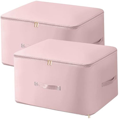 ABOUT SPACE 2Pcs Ultra Space Saving Self Compression Organizer - 144 L Vacuum Storage Bags - Packing Vaccine Bags for Clothes Airtight Reusable -Travel Essentials (Pink -Large - L 54 x B 42 x H 62 cm)