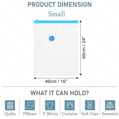 ABOUT SPACE 4 Small Vacuum Bags for Travel with Hand Pump