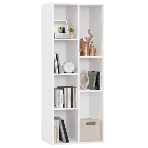 ABOUT SPACE 5 ft Book Shelf - 7 Cubes Engineered Wood Book Rack Multipurpose Book Stand (White - L50 x B32.5 x H152.5 cm)