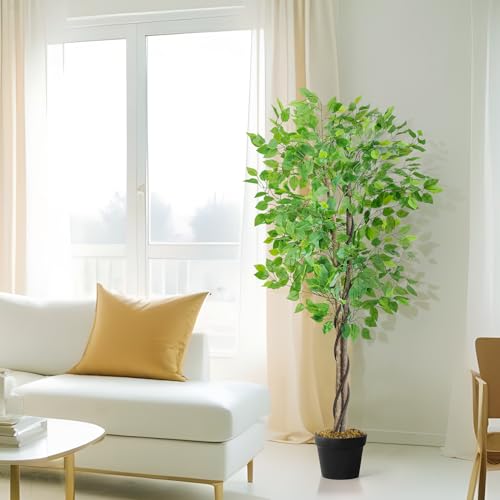 ABOUT SPACE 5 ft Artificial Ficus Tree Plant Decor with Pot & 756 Leaves