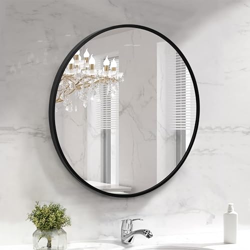 ABOUT SPACE 4mm Heavy Glass HD Mirror 24 Inch Shatter Proof and Explosion Film Proof Circle Mirror
