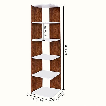 ABOUT SPACE Book Shelf - 5 Tier 5 ft Versatile Book Stand Oak Red (1.5x1x5 ft)